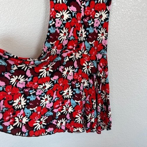 Free People Key To Your Heart Mini Rippstrick V-Ausschnitt Blumen Kleid X-Small - Bild 11 von 12