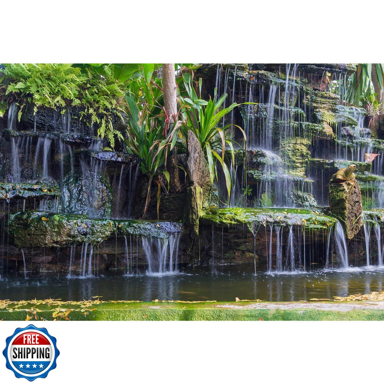 ZatiasMiller Waterfall Aquarium Background with Tropical Plants Rocks Terra Decor  