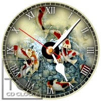 S-939 Cd Clock-koi Fish In Pond Swimming-desk Or Wall Clock-free Shipping S-939 Cd Clock-koi Fish In Pond Swimming-desk Or Wall Clock-free Shipping