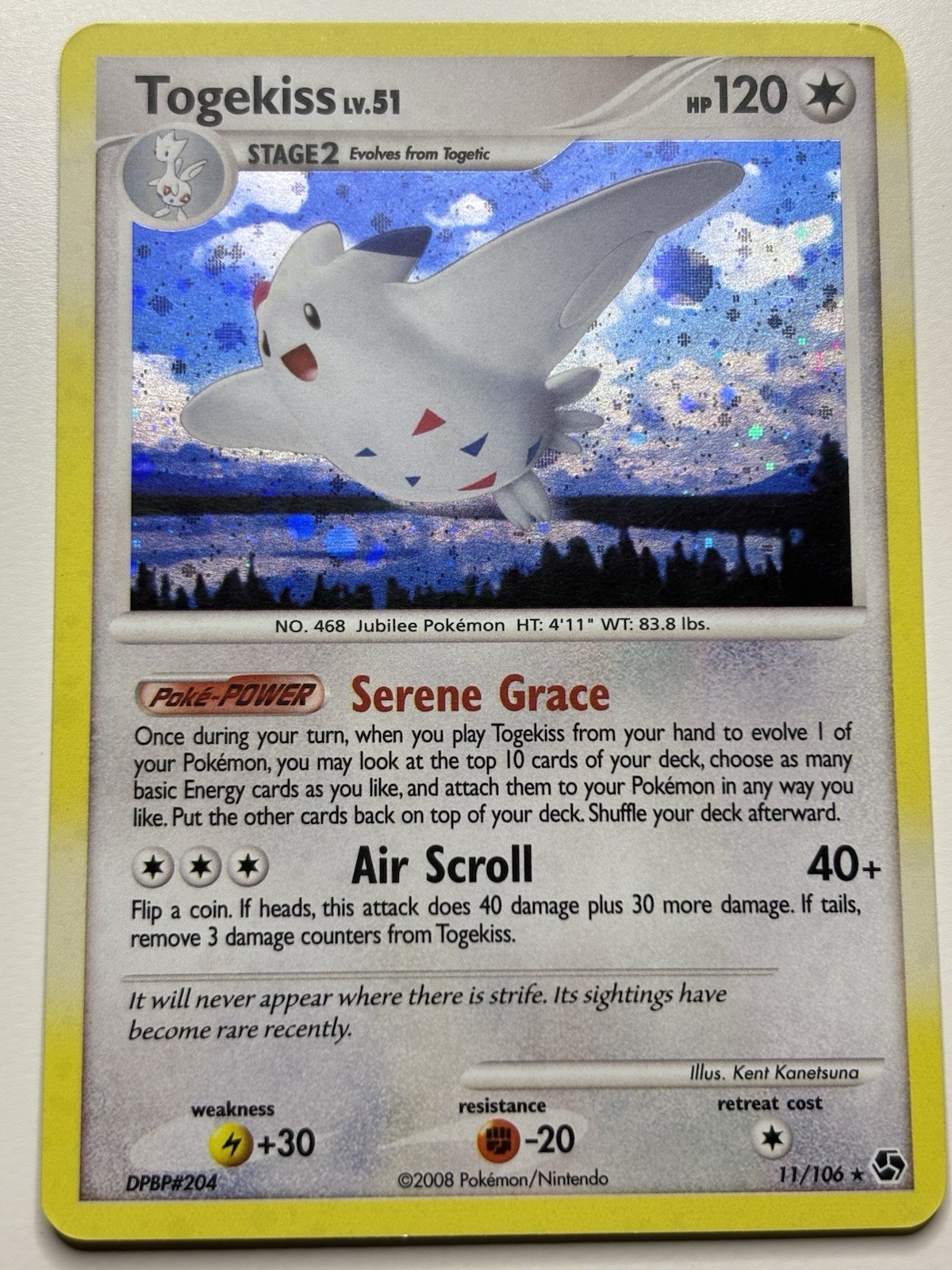 Pokemon Card - Togekiss Great Encounters 11/106 Holo Rare LP