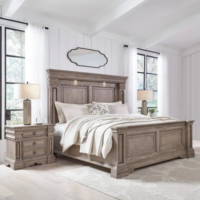 NEW Solid Wood Queen King Chestnut Brown Rustic Master Bedroom Furniture Set