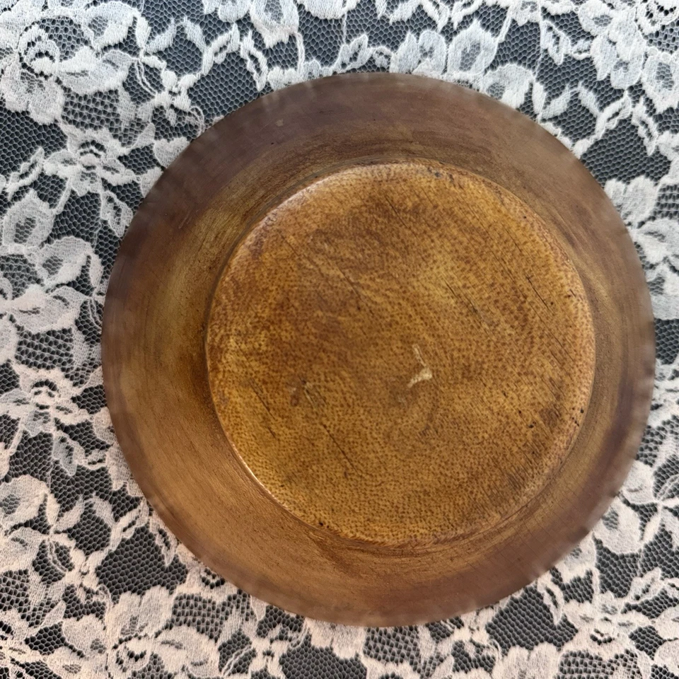 Vintage Rustic Wooden Hand Carved Turned From 1 Piece Of Wood Antique Bowl - Image 4 of 4
