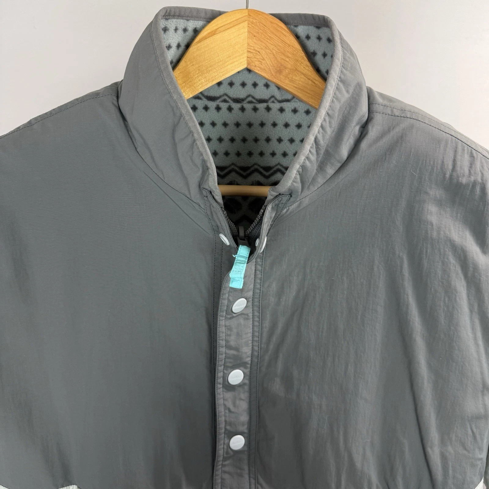 Chubbies Bear Hug Reversible 1/4 Zip Pullover Jacket Mens XL Gray Nylon Fleece - product detail image 6