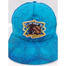 Vintage Joe Camel Smooth Character Blue Tie Dye Nylon Snapback Hat Gold Medal