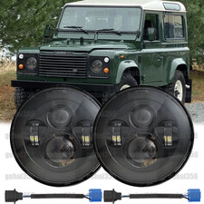 Pair 7 inch LED Round Headlights HI/LO For Land Rover Defender 110 90 Rover