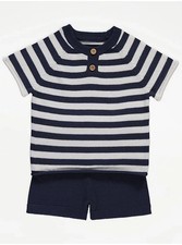 Baby Boy's Knitted Shorts & T-Shirt Set, 6-9 Months, George *Brand New With Tags