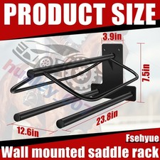 2 Packs Wall Mounted Horse Saddle Stand Black Saddle Rack with Pad Bar