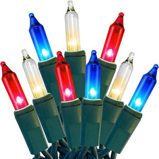 Red White Blue 4Th of July Patriotic Decorations Lights 100 Count Mini String Li