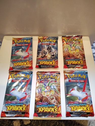 Six Factory Sealed Pokemon Surging Sparks New Sealed Blister Booster Packs