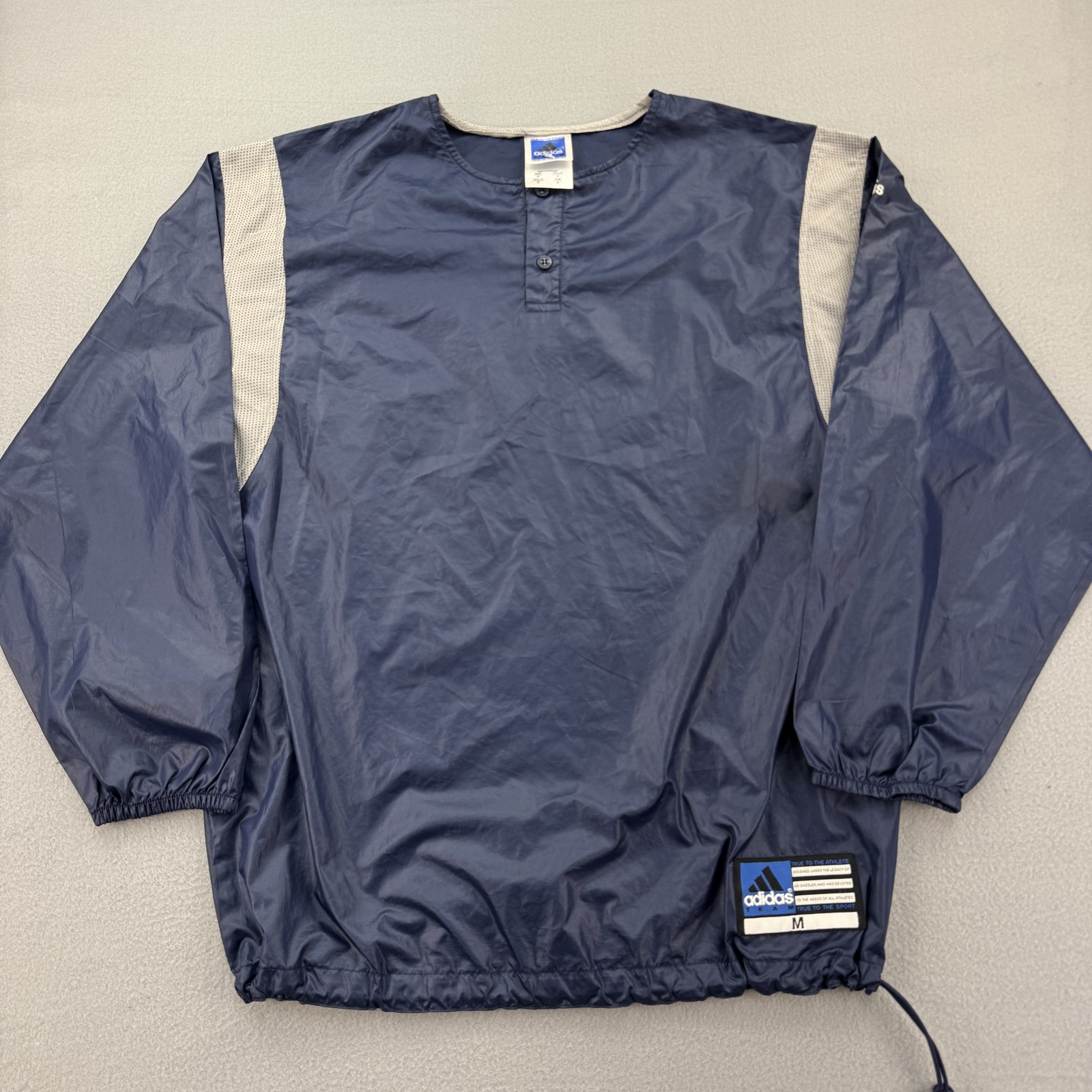 Adidas Pullover Jacket Mens Medium Windbreaker Mesh Accents Retro 90s Athletic