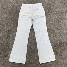 Vintage Penn Prest JC Penney White Flare Jeans Youth 14 26x29 70s Disco Retro