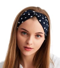 Womens Stretchy Twist Soft Cotton Headbands, Solid Colour, Non-Slip Fashion S...