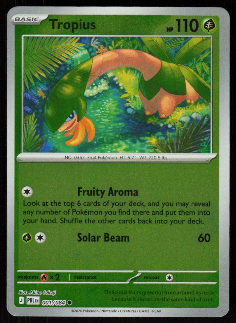 Tropius 001/084 Common Pitch Black Pokemon Reverse Holo Near Mint