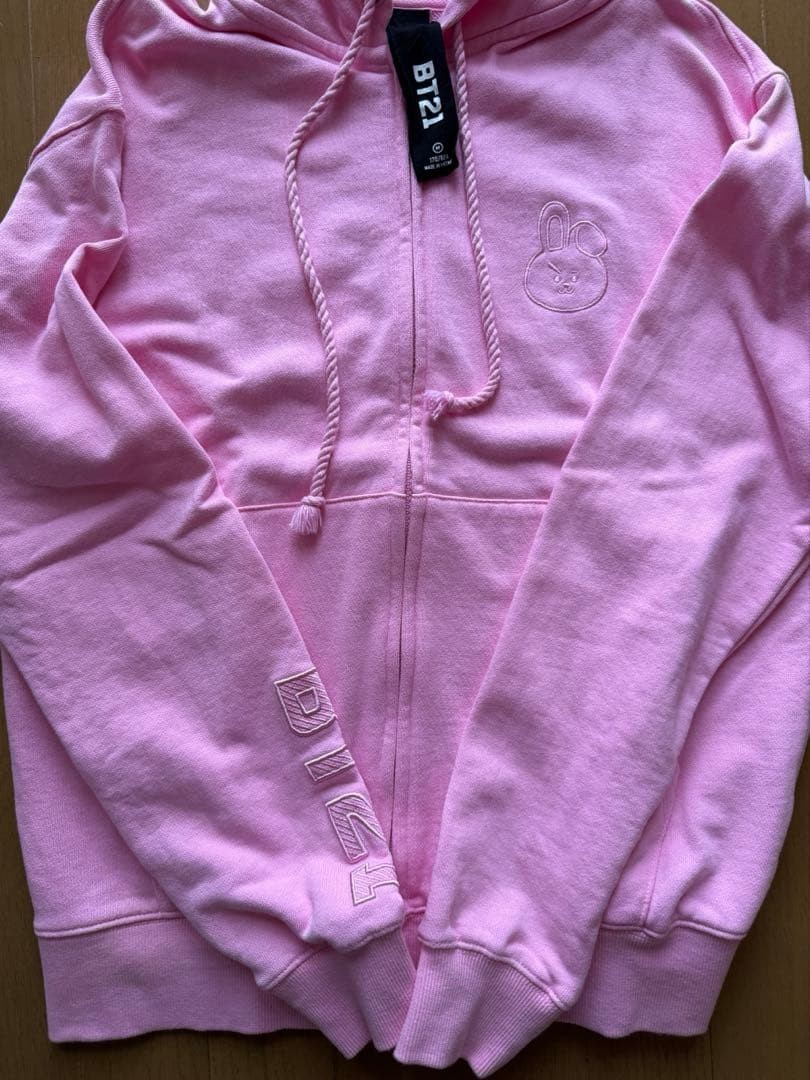 Pink Rabbit Hood BT21 COOKY Zip-up Hoodie Pink | eBay