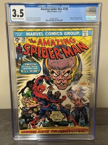 Amazing Spider-Man #138 CGC 3.5 OW-W Pgs (Marvel 1974)  Origin & 1st Mindworm