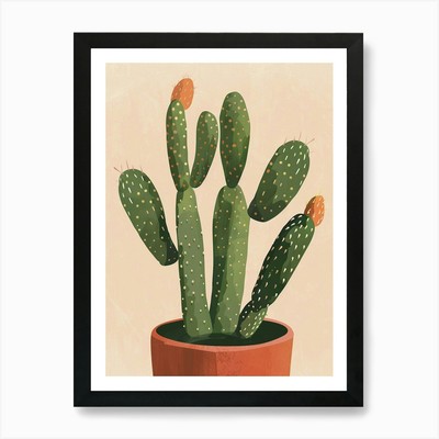 Kaktus Pflanze minimalistische Illustratio gerahmtes Wandbild Poster Leinwanddruck Bild