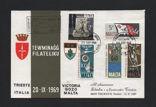 MALTA Italy 1969  VICTORIA GOZO MALTA TRIESTE **VERY FINE & SCARCE FDC**