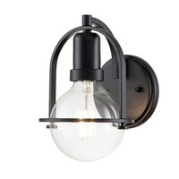 Wandleuchte Vintage Design Metall Glas E27 H: 23,3 Cm Schwarz Wand Lampe Innen