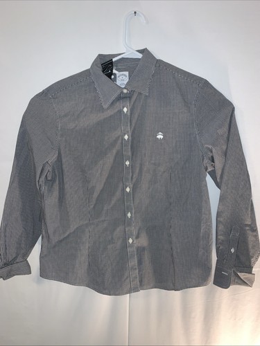 Brooks Brothers 346 Shirt Size 14 Black & White Gingham Long Sleeves - Picture 1 of 8