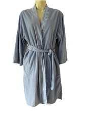 Earth Angels Blue Wrap Robe Pockets Spa Relax Cottage Core Sleepwear Size M