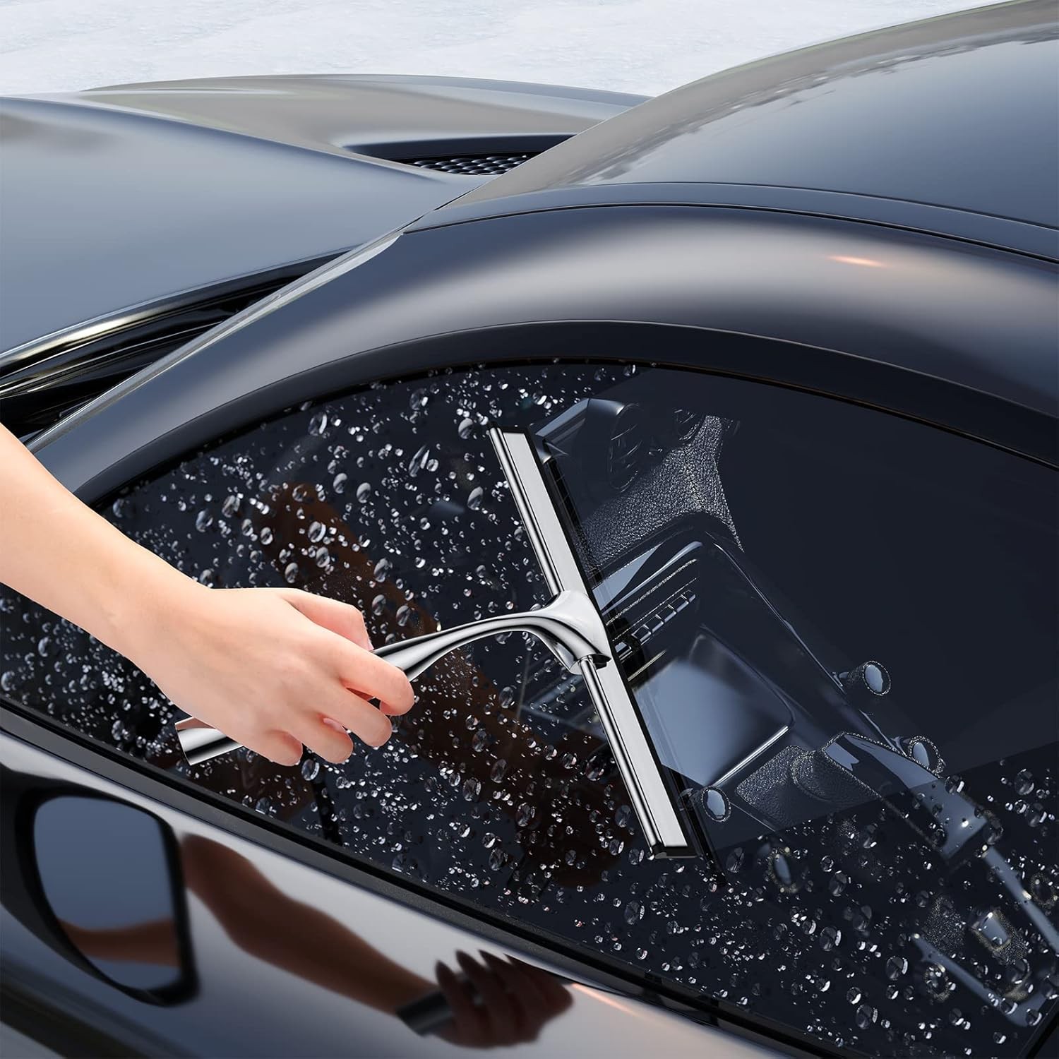 Stainless Steel Squeegee for Shower Glass Doors, 10-Inch All-Purpose Squeegee