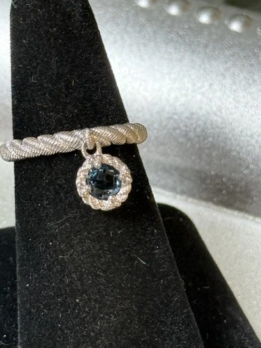 Vintage Sterling 925 Judith Ripka Aquamarine Charm Ring (CJ-A1-1-16)