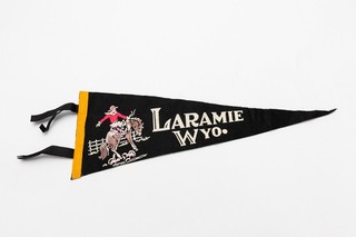 Vintage Laramie Wyoming Rodeo Souvenir Felt Pennant 18"