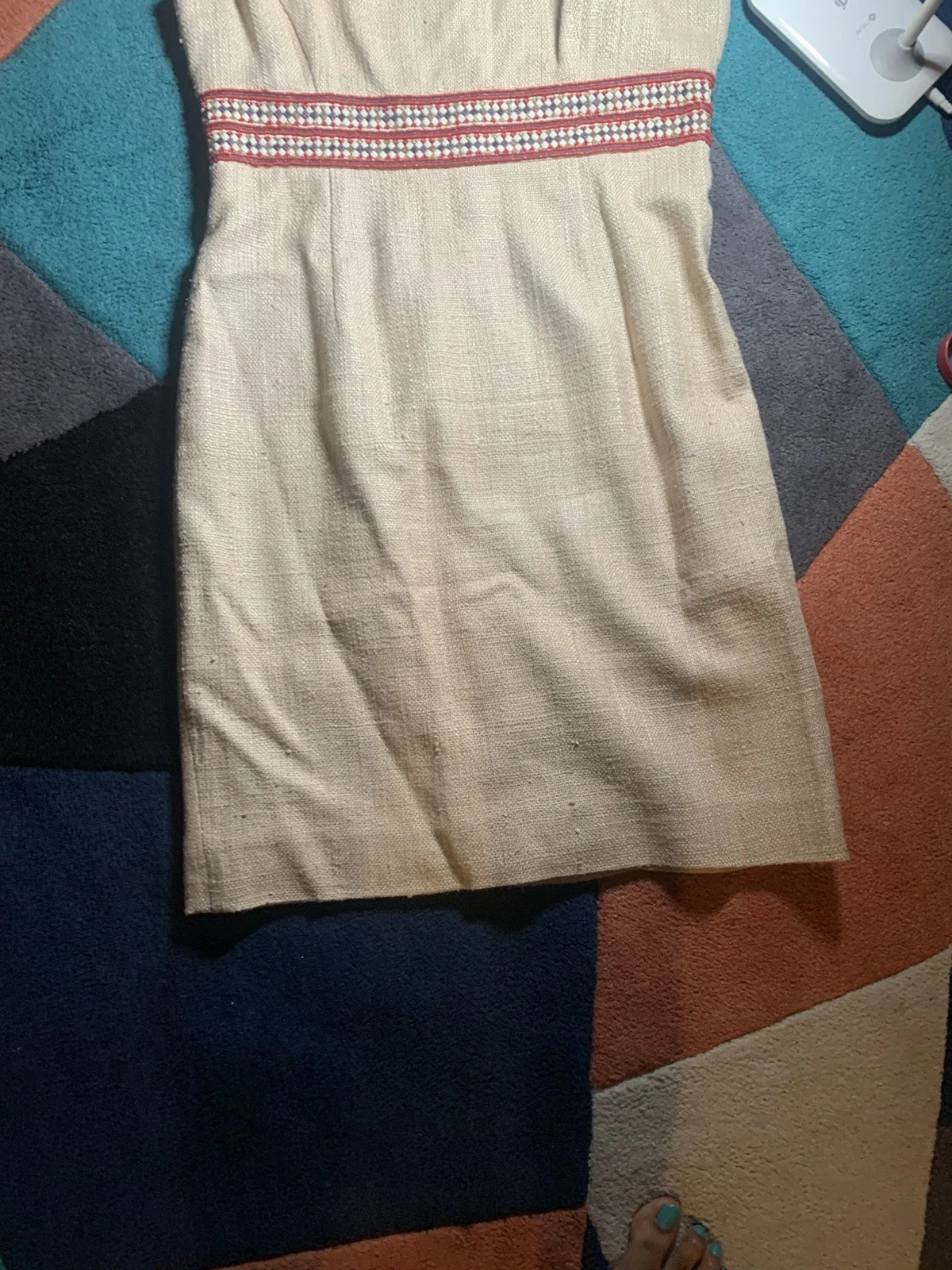 Abito donna foderato Tory Burch beige lino seta M ?