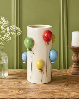 Keramik Ballonvase - glänzend buntes Ballon Design 22 cm Deko Vase