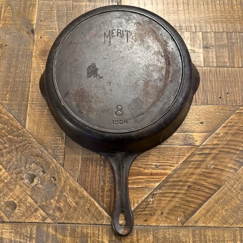 Vintage Merit by Griswold No. 8 Cast Iron Skillet Pan 1504 USA