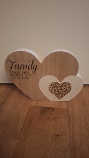 Deko Herz Holz mit Spruch braun weiß