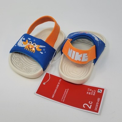 NWT Nike Kawa Slide SE (TD) Blue/Multicolor Crab Starfish Sandals Size 2C Infant