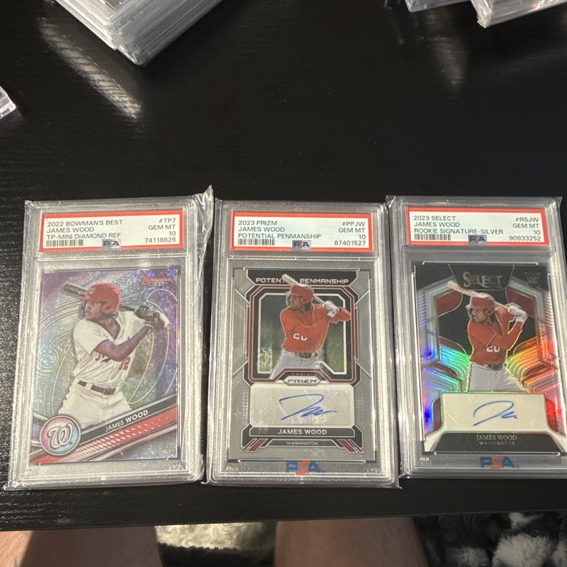 Topps James Wood Lot of 3 PSA 10 Auto Rookie/Refractor TP7 PPJW RS-JW