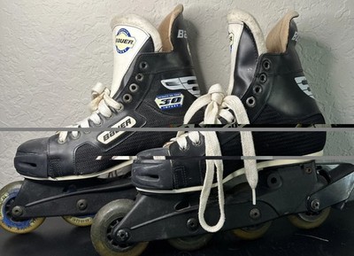 Bauer 30 impact Inline Roller Hockey Skates Size 6-8 Blue White Street Hockey