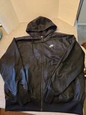 Nike Windbreaker Mens Size L Black Full Zip Hooded Mesh Lined Windrunner Jacket