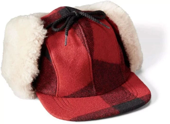 Filson Double Mackinaw Cap 11060041 MADE IN USA Red Black Check Shearling CC