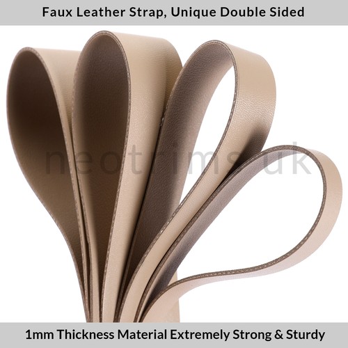 Bande de sangle en simili cuir Garniture de ruban Double face Fort, 4 Largeurs - Picture 3 of 107