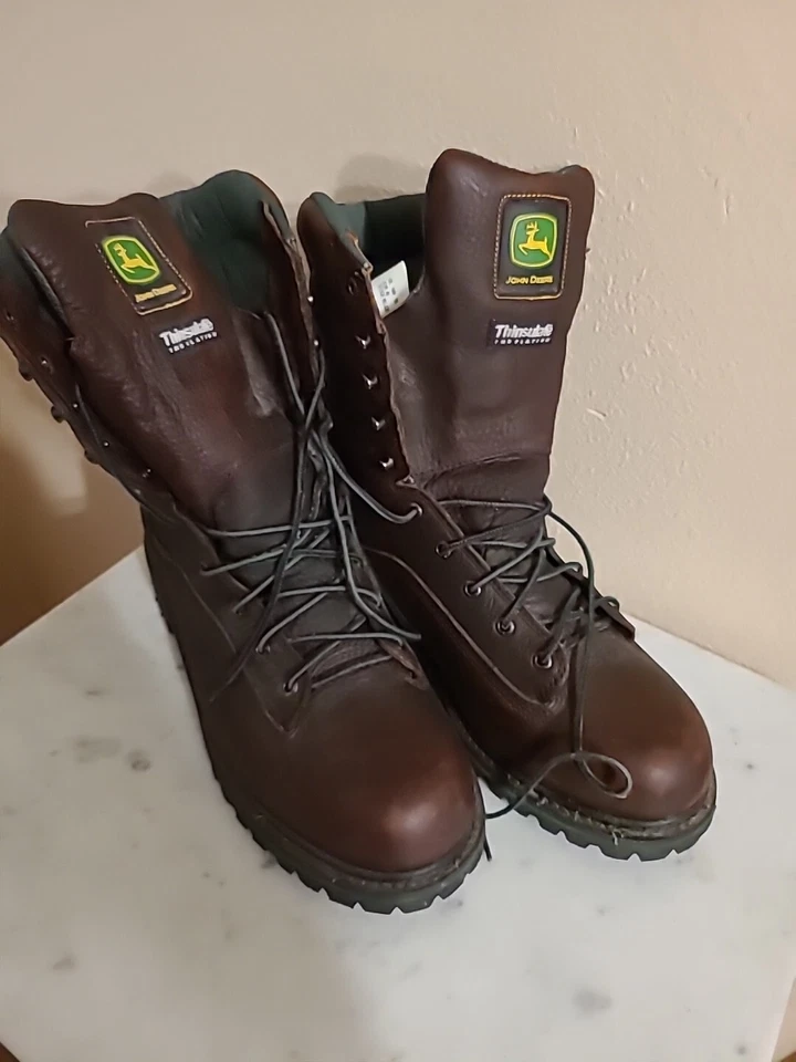  Men's John Deere Boots Brown  Mountainering Size 14W Thinsulate Vibram Sole  - Image 2 of 4