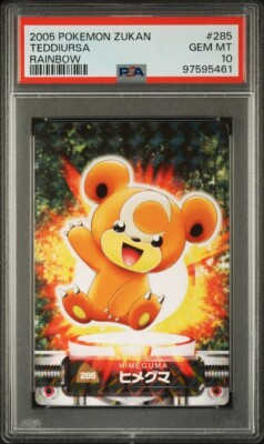 PSA 10 GEM MINT Teddiursa #285 Carddass Zukan Rainbow Holo Bandai