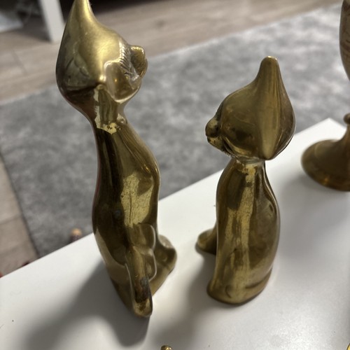 Two Brass Cat Figurines - Picture 4 of 6