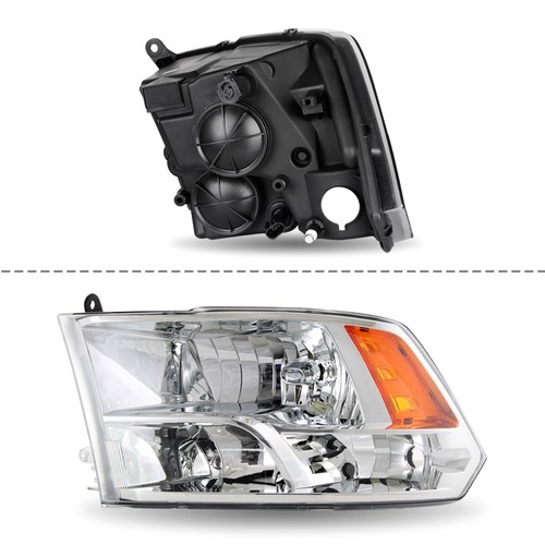 FOR 2009-2018 RAM 1500 2500 3500 CLEAR CHROME HEADLIGHTS LEFT & RIGHT W/BULBS - Picture 5 of 6