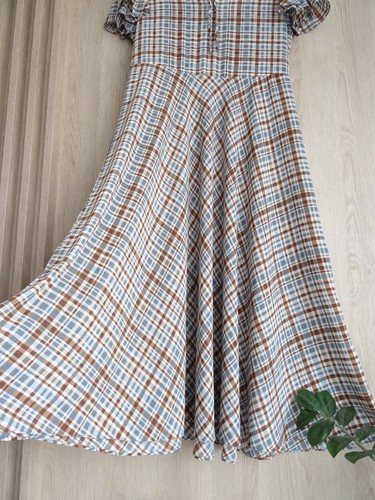 ZARA WOMAN MULTICOLOURED CHECKED FLOWING MIDI DRESS SIZE XS UK 8 - Picture 16 of 18
