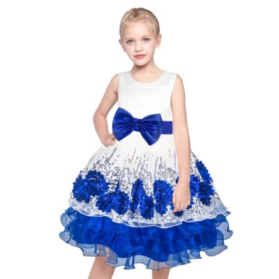 Mädchen Brautjungfernkleid Baby Blume Kinder Party Rose Schleife Brautkleider Prinzessin