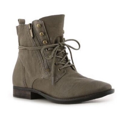 Sam Edelman Olive Army Green L Suede Mackay Lace Up Ankle Combat Moto Boots 