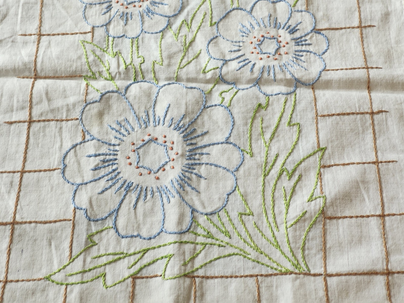 Vintage Embroidered Gorgeous Dresser SCARF Or Doily Crochet Edged Estate Find 😍