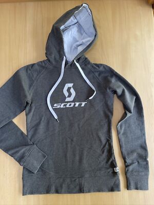SCOTT Sweatshirt Hoodie Logo Kapuze Kordelzug grau weiß sportlich Gr.S