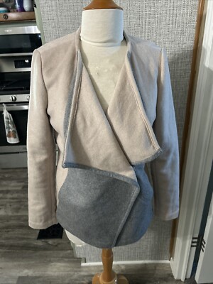Lucky Brand wool cross front tan gray coat Size Small