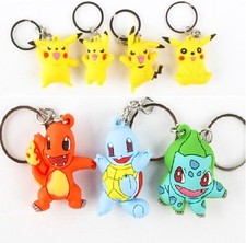 Pokemon 3D PVC Rubber Pikachu Bulbasaur Charmander Squirtle Keychain Keyring