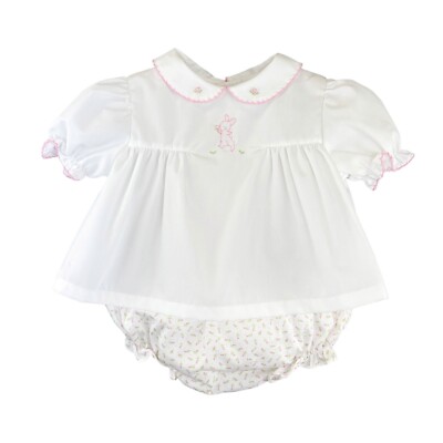 NWT Petit Ami Floral Bunny 3pc Baby Girls Diaper Set & Bonnet Newborn Sz 0