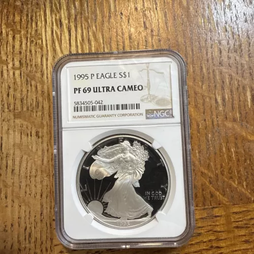 1995-P Proof $1 American Silver Eagle NGC PF69UC Brown Label